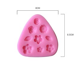 Molde silicona flores y hojas 